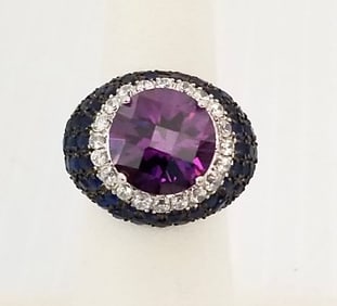 Amazing 925 Sterling Blue Cut Zirconia Ring