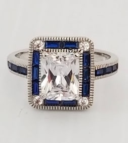 Amazing 925 Sterling Blue Cut Zirconia Ring