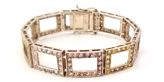 Amazing 925 Sterling Silver Multicolor Zirconia Bracelet