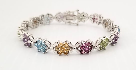 Amazing 925 Sterling Silver Multistone Bracelet