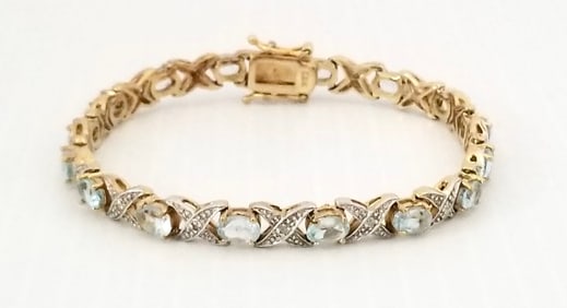 Amazing 925 Sterling Silver Aquamarine Bracelet