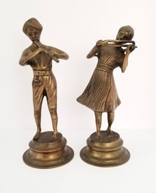 Amazing Boy & Girl Music Players Bronze Sculpture