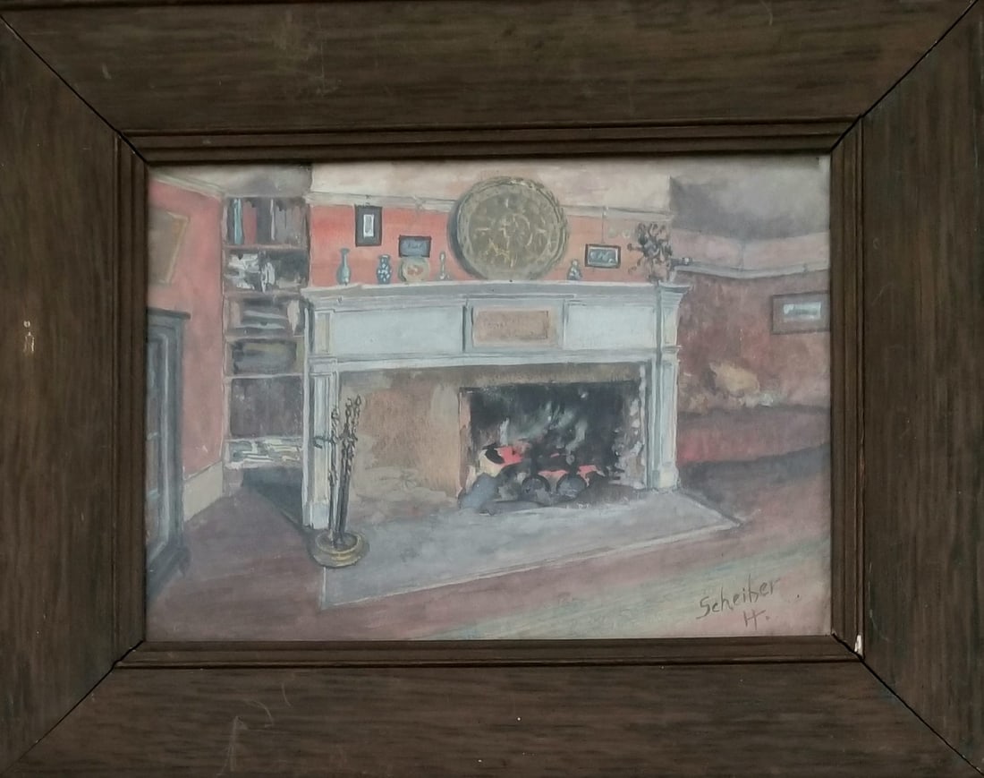 Amazing Hugo Scheiber Watercolor & Gouache Paper: Beautiful Hugo Scheiber watercolor and gouache paper. Frame: 11 x 9 inches, art: 8 x 6 inches. Provenance: private owner. Biography: 1873 - 1950. Hugo Scheiber was born in Budapest, Hungary in 1873. S