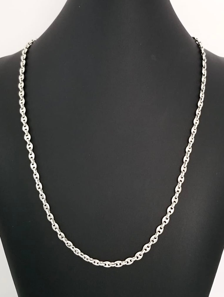 Amazing Italy 925 Sterling Modern Necklace: Nice Italy 925 sterling silver modern necklace, 24 inches long x 5 mm, 26.1 grams.