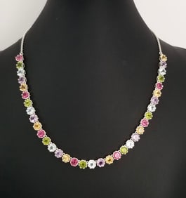 Amazing 925 Sterling Multicolor ZC Necklace