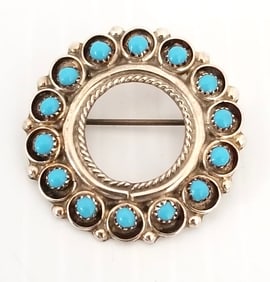 Amazing R. Dishta Turquoise Pin Brooch