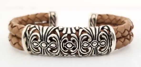 Amazing Espo Sig 925 Sterling Leather Bracelet