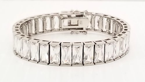 Amazing Designed 925 Sterling Silver Baguette ZC Bracelet