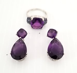 Amazing DSMK India 925 Sterling Earrings & Ring Set