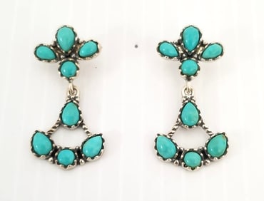 Amazing 925 Sterling Signed Turquoise Earrings
