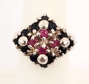 Amazing 925 Sterling Ruby & Onyx Ring