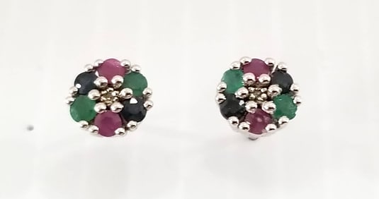 Amazing BBJ 925 Sterling Silver Multistone Earrings