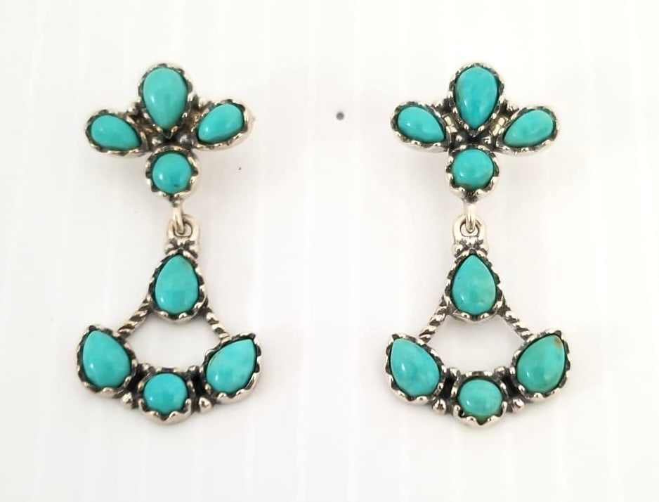 Amazing 925 Sterling Signed Turquoise Earrings (1 of 5)