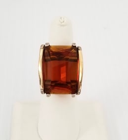 Amazing Brilho 925 Sterling Silver 14KT Gold Crystal Cut Ring