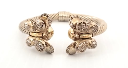 Amazing Sterling Silver Gold Tone Rhiestones Butterflies ZC Bracelet