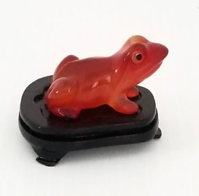 Amazing Red Quartz Hand Carved Stone Frog