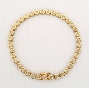 Amazing 18KT Gold Cut Diamond Tennis Bracelet