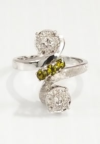 Amazing 14KT White Gold Citrine & Diamond Ring