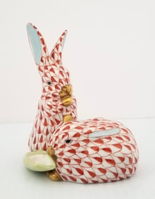 Amazing Herend Hand Painted Porcelain Rabbits
