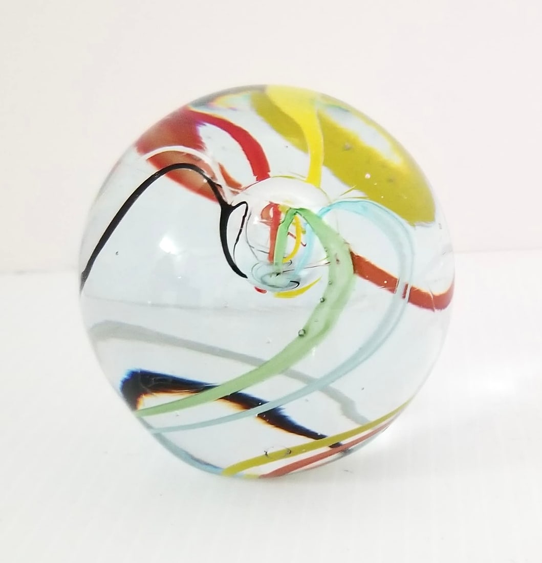 Amazing Clear & Multicolor Bubbles Paperweight: Beautiful clear and multicolor bubbles paperweight, 3 inches round x 3 inches.
