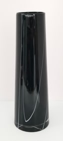 Amazing Kosta Boda White Line Black Vase Art Glass