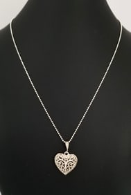Amazing Italy 925 Sterling Silver Heart Pendant Necklace