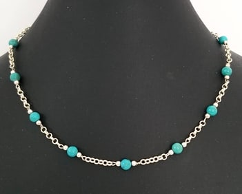 Amazing AT1 925 Sterling Silver Turquoise Necklace