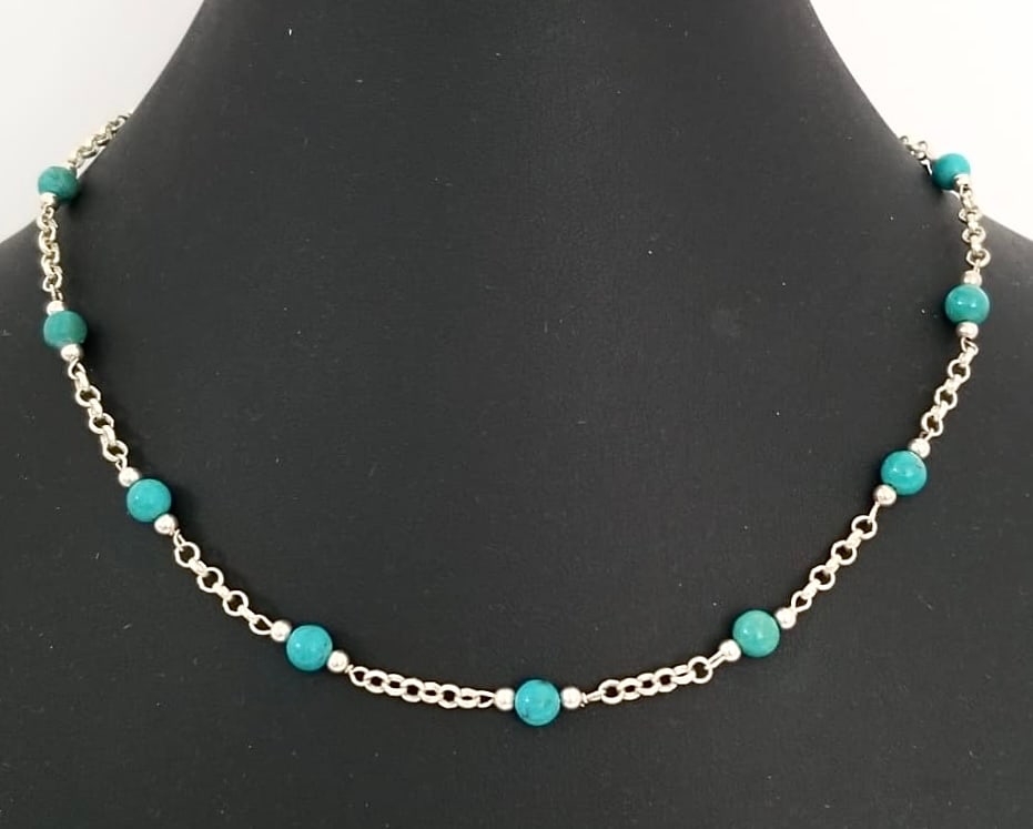 Amazing AT1 925 Sterling Silver Turquoise Necklace (1 of 4)