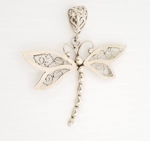 Amazing Dragonfly Sterling Silver Pendant
