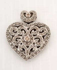 Amazing JWBR 925 Sterling Silver Diamond Heart Pendant