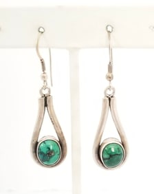 Amazing 925 Sterling Silver Green Turquoise Earrings