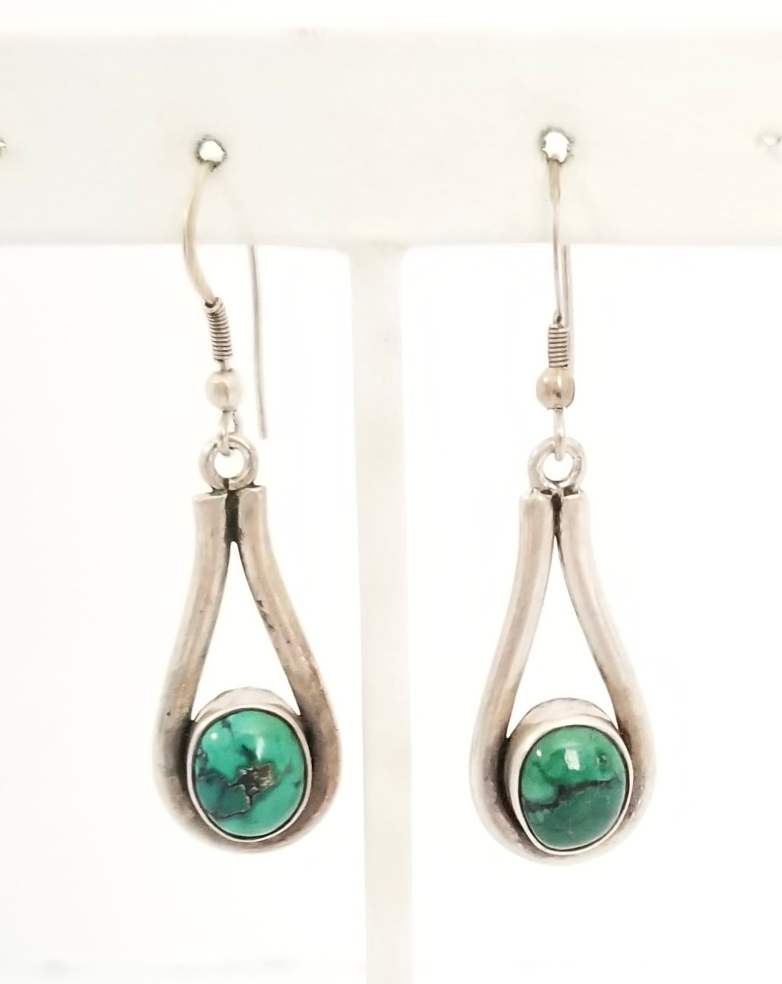 Amazing 925 Sterling Silver Green Turquoise Earrings (1 of 4)