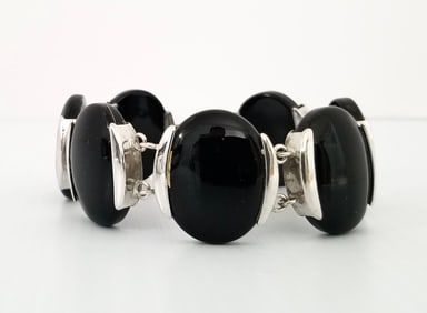 Amazing E 925 Sterling Silver Black Onyx Bracelet