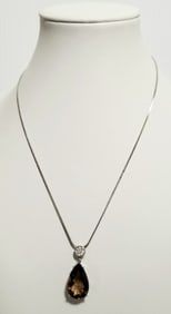 Amazing VJL 925 Smoky Quartz Pendant Necklace