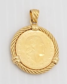 Amazing 925 Gold Tone 1977 Lira 200 Italy Pendant
