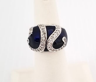 Amazing CTC 925 Sterling Silver Cobalt Enamel Ring