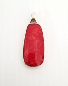 Amazing Natural Red Turquoise 925 Sterling Pendant