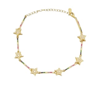 Amazing 925 Gold Tone 6 Stars Multistone Bracelet
