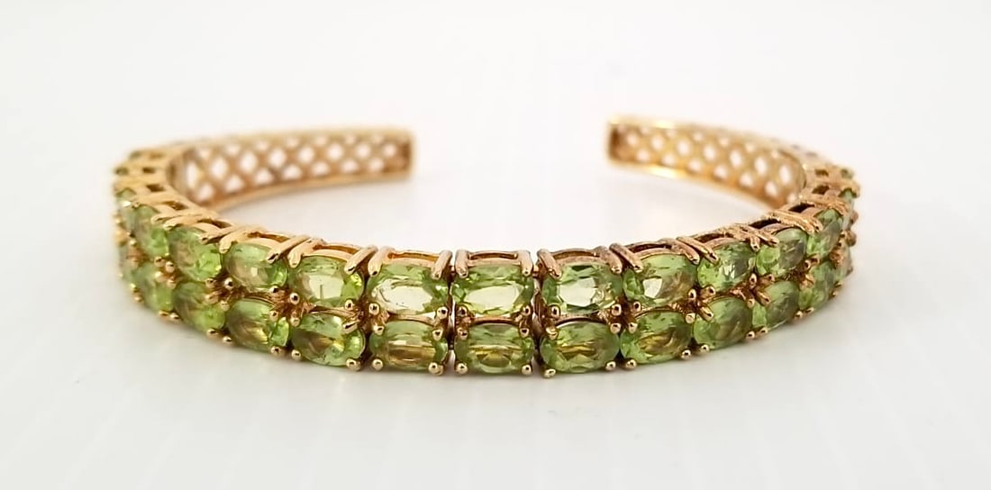 Amazing 925 Sterling Gold Tone Green Peridot ZC Bracelet (1 of 4)