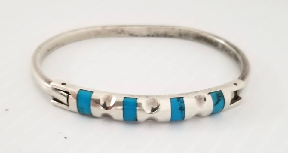 Amazing Mexico 925 Sterling Turquoise Bracelet (1 of 5)