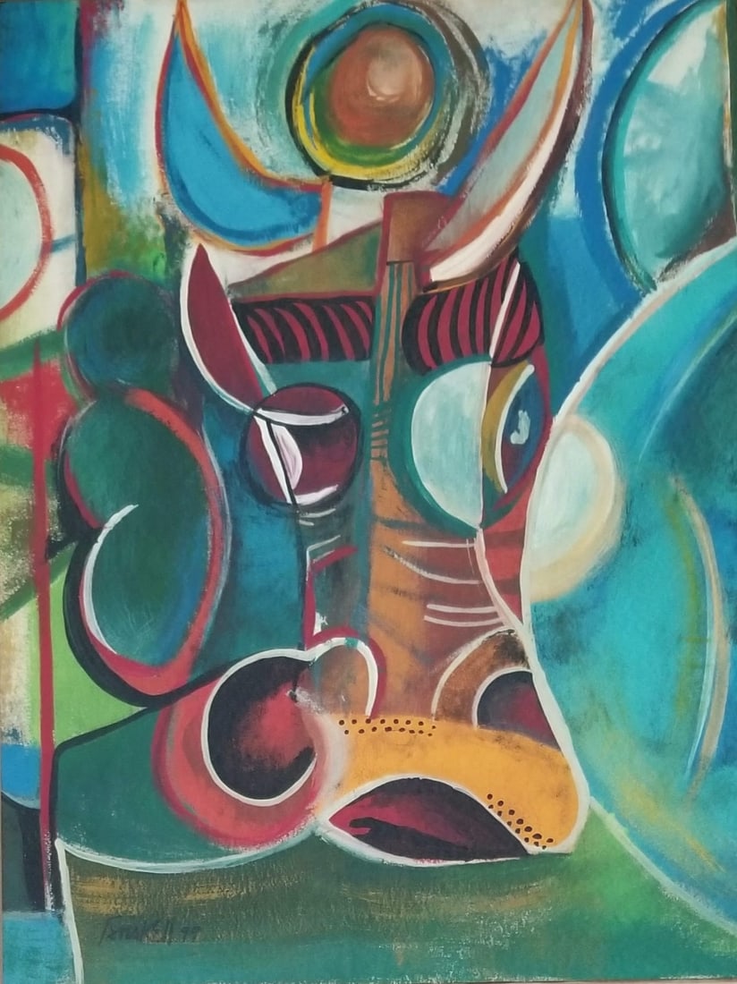 Amazing David Clyde Driskell 1999 Mixed Media Paper: Beautiful David Clyde Driskell 1999 mixed media paper. Provenance: private owner. Frame: 23 x 19 inches, art: 17 x 13 inches. The matt has some oxidation marks, it does not affect the art, and there a