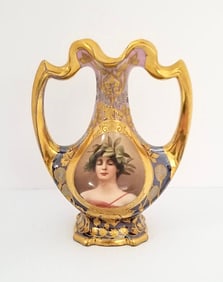 Amazing Wagner Royal Vienna Portrait Porcelain Vase