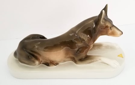 Amazing Royal Dux German Shepherd Dog Porcelain Figurine