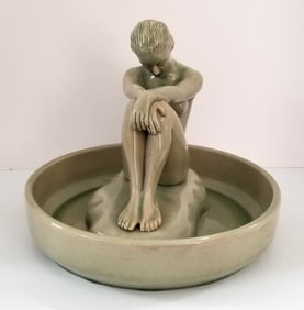 Amazing Vtg Celadon Chinese Porcelain Figurine