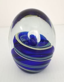 Amazing Spiral Bubbles Art Glass Paperweight