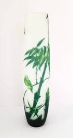 Amazing Galle Style Bamboo & Bird Acid Cut Vase
