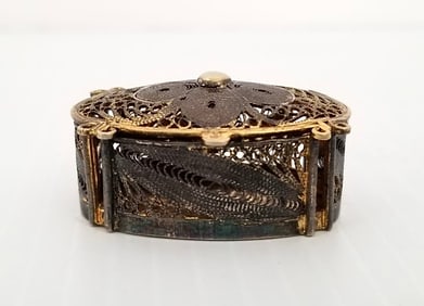 Amazing Antique Italy 925 Filigree C1900 Pill Box