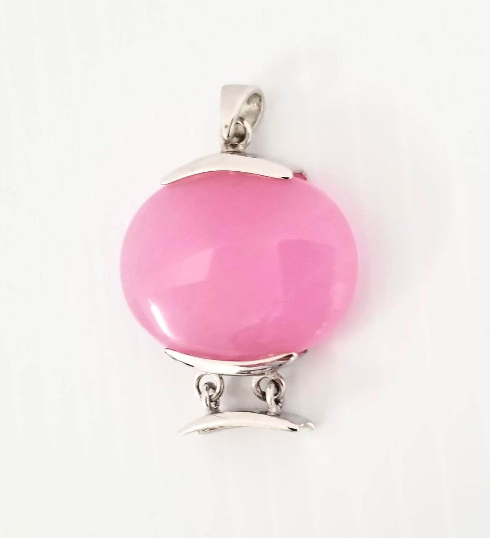 Amazing 925 Sterling Silver Pink Stone Pendant (1 of 4)