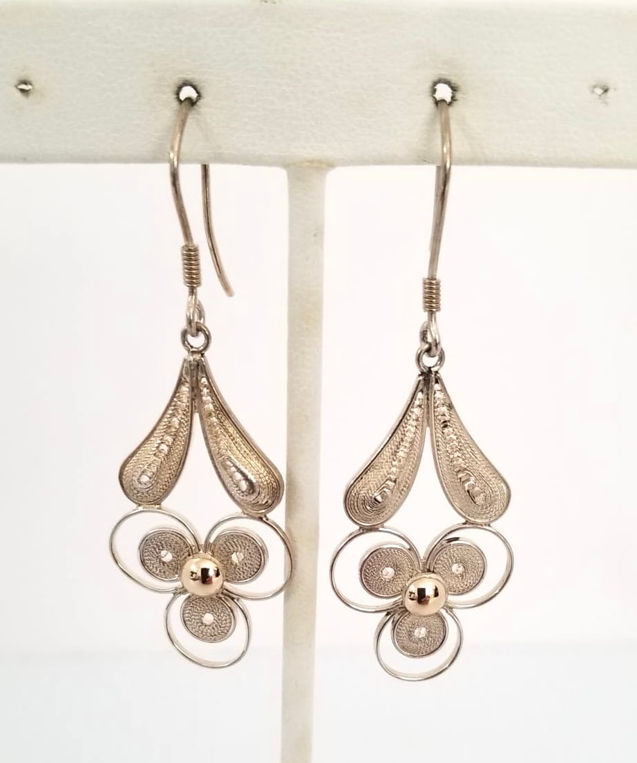 Amazing Sterling Silver & Gold Filigree Earrings (1 of 4)