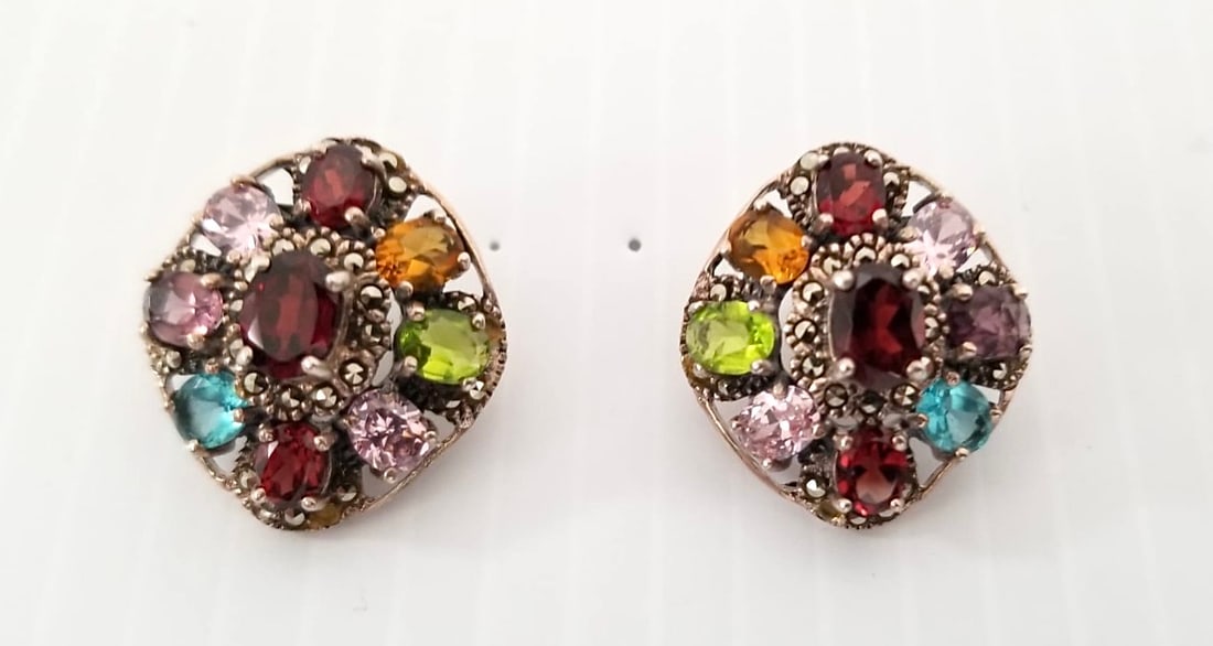 Amazing 925 Sterling Silver Multigem Earrings (1 of 4)